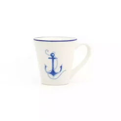 Kirklands Home Glassware & Drinkware|White and Blue Nautical Mugs, Set of 4