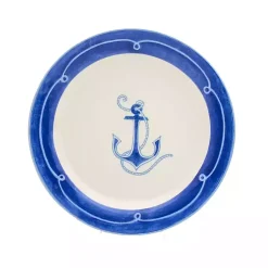 Kirklands Home Dinnerware|White and Blue Nautical Salad Plate Set, Set of 4
