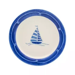 Kirklands Home Dinnerware|White and Blue Nautical Salad Plate Set, Set of 4