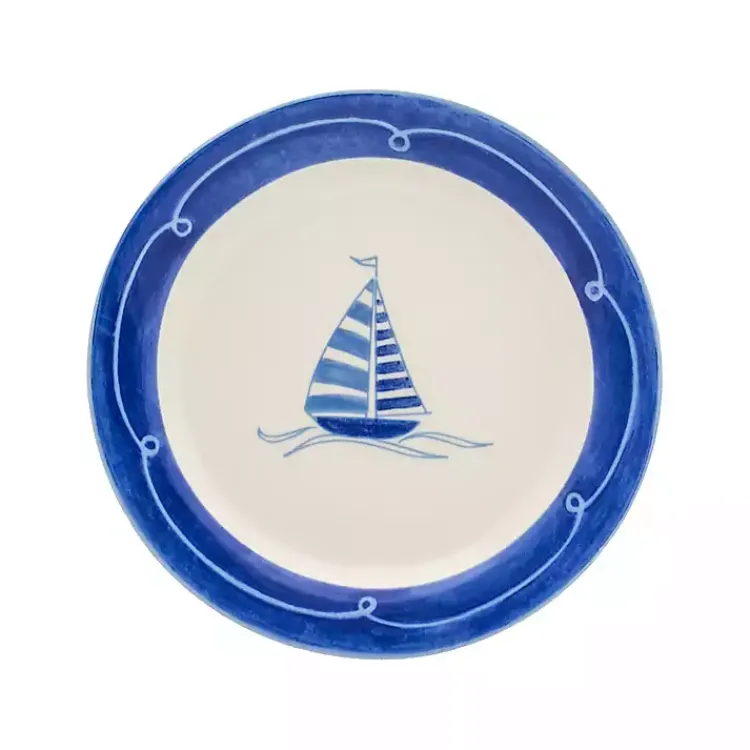 Kirklands Home Dinnerware|White and Blue Nautical Salad Plate Set, Set of 4
