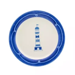 Kirklands Home Dinnerware|White and Blue Nautical Salad Plate Set, Set of 4
