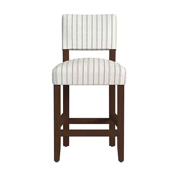 Kirklands Home Bar Stools & Counter Height Stools|White and Blue Striped Dark Walnut Counter Stool
