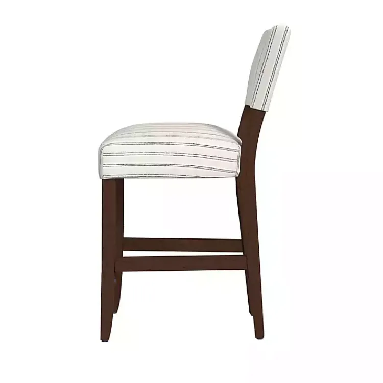 Kirklands Home Bar Stools & Counter Height Stools|White and Blue Striped Dark Walnut Counter Stool