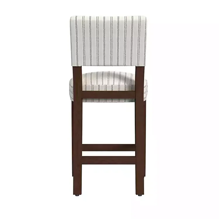 Kirklands Home Bar Stools & Counter Height Stools|White and Blue Striped Dark Walnut Counter Stool