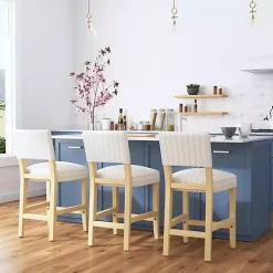Kirklands Home Bar Stools & Counter Height Stools|and Blue Striped Natural Counter Stool White