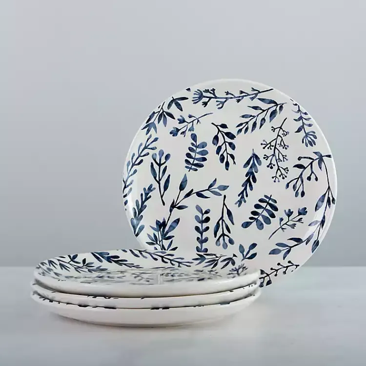 Kirklands Home Dinnerware|White and Blue Vines Salad Plates, Set of 4
