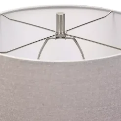 Kirklands Home Table Lamps|White and Brown Distressed Stripe Table Lamp Gray