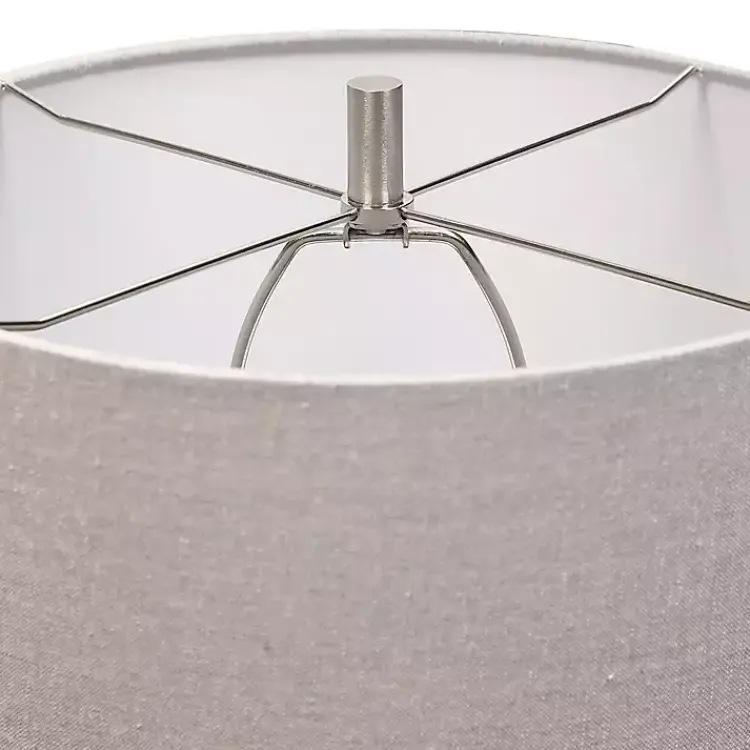 Kirklands Home Table Lamps|White and Brown Distressed Stripe Table Lamp Gray