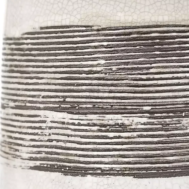 Kirklands Home Table Lamps|White and Brown Distressed Stripe Table Lamp Gray