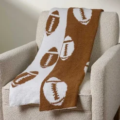New White and Brown Football Cloud Throw Blankets & Throws