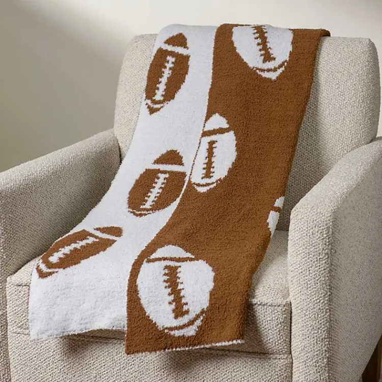 New White and Brown Football Cloud Throw Blankets & Throws