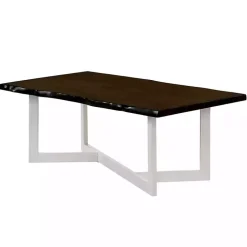 Kirklands Home Coffee Tables|White and Dark Oak Wood Live Edge Coffee Table Brown