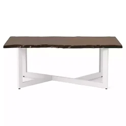 Kirklands Home Coffee Tables|White and Dark Oak Wood Live Edge Coffee Table Brown