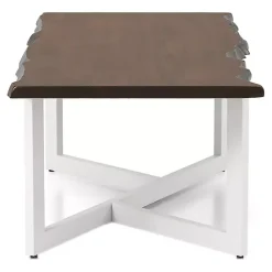 Kirklands Home Coffee Tables|White and Dark Oak Wood Live Edge Coffee Table Brown