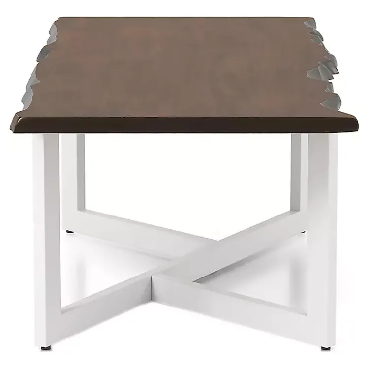 Kirklands Home Coffee Tables|White and Dark Oak Wood Live Edge Coffee Table Brown