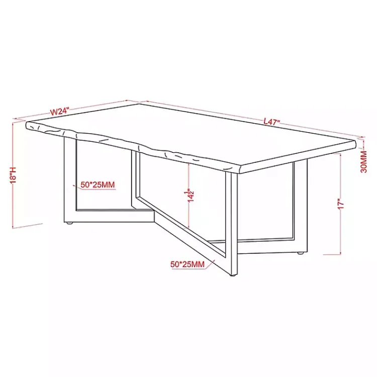 Kirklands Home Coffee Tables|White and Dark Oak Wood Live Edge Coffee Table Brown