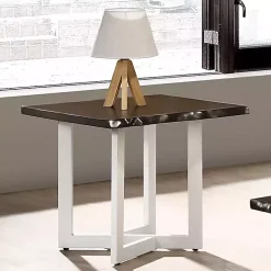Kirklands Home Accent & End Tables|White and Dark Oak Wood Live Edge Accent Table Brown