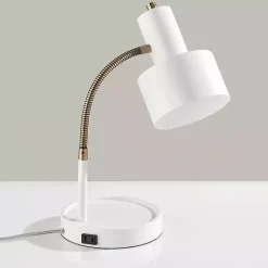 Kirklands Home Table Lamps|White and Gold Brayden Charging Desk Lamp