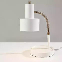 Kirklands Home Table Lamps|White and Gold Brayden Charging Desk Lamp