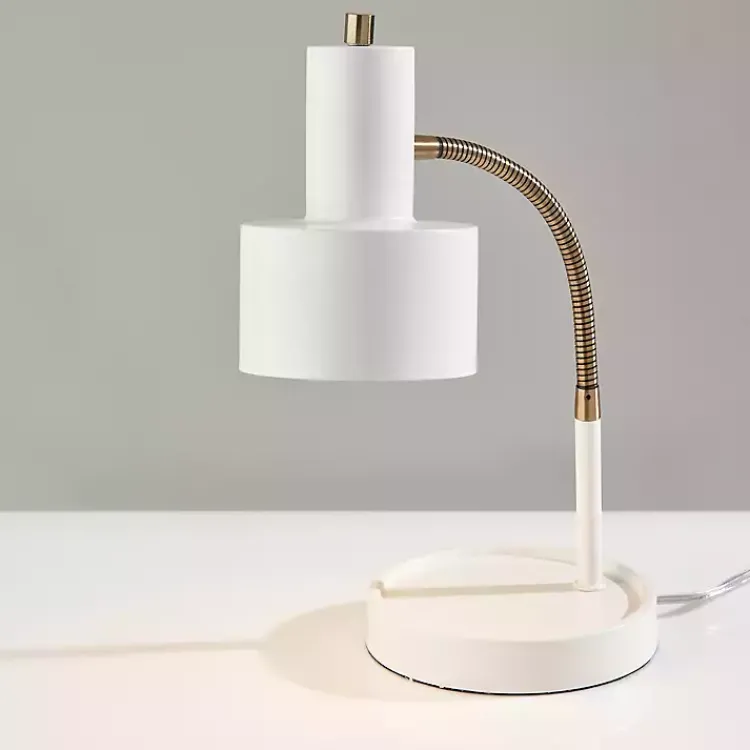 Kirklands Home Table Lamps|White and Gold Brayden Charging Desk Lamp