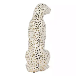 Hot White and Gold Ceramic Sitting Leopard Statue Statues & Figurines