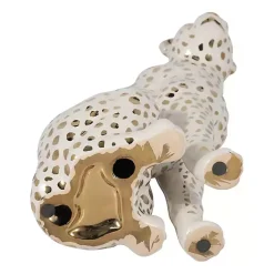 Hot White and Gold Ceramic Sitting Leopard Statue Statues & Figurines