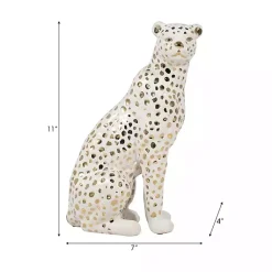 Hot White and Gold Ceramic Sitting Leopard Statue Statues & Figurines