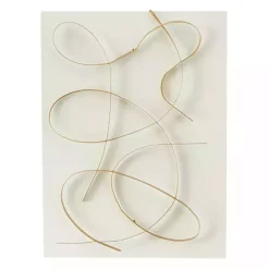 Kirklands Home Wall Plaques|White and Gold Iron Abstract Wave Plaque