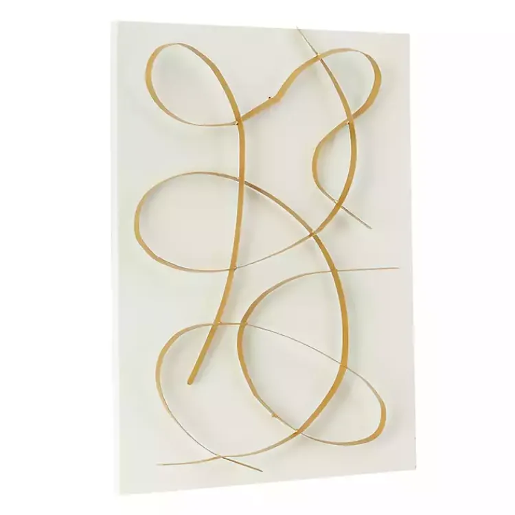 Kirklands Home Wall Plaques|White and Gold Iron Abstract Wave Plaque