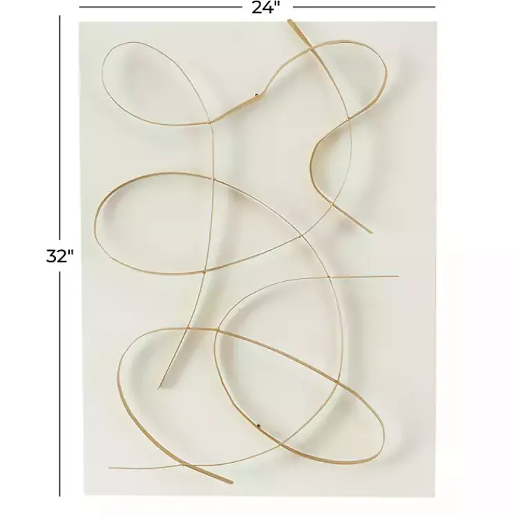 Kirklands Home Wall Plaques|White and Gold Iron Abstract Wave Plaque