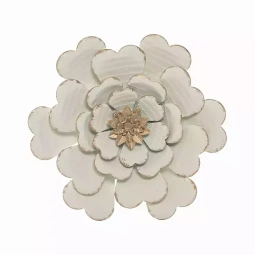 Kirklands Home Wall Plaques|and Gold Metal Flower Large Wall Plaque White