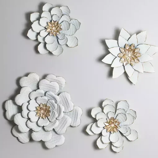Kirklands Home Wall Plaques|and Gold Metal Flower Large Wall Plaque White