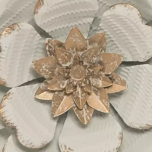 Kirklands Home Wall Plaques|and Gold Metal Flower Large Wall Plaque White
