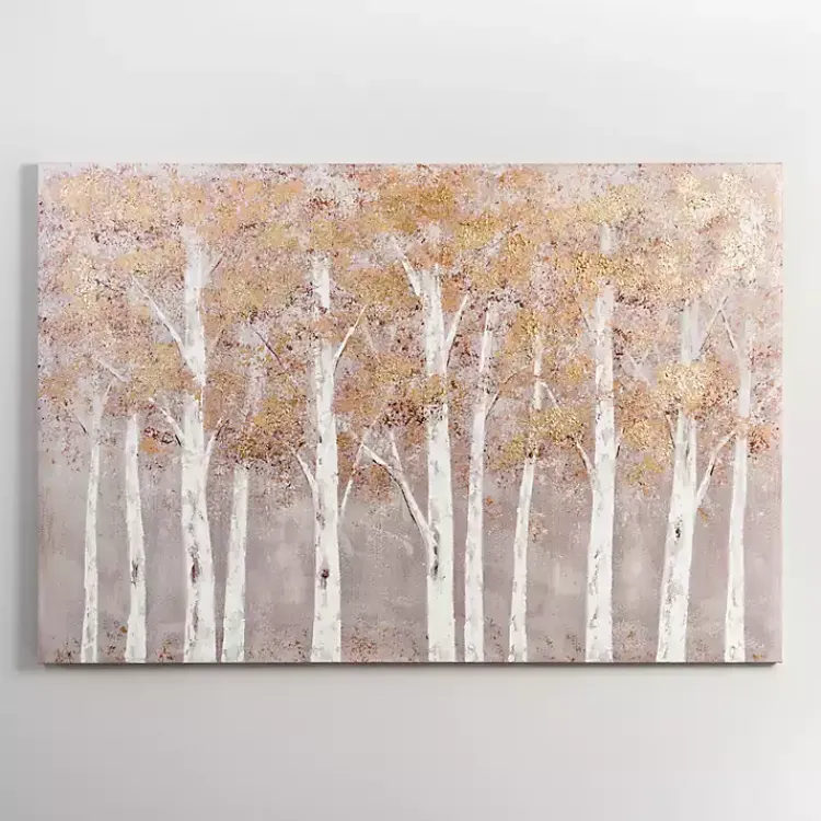 Kirklands Home Canvas Art|White and Gold Treescape Canvas Art Print