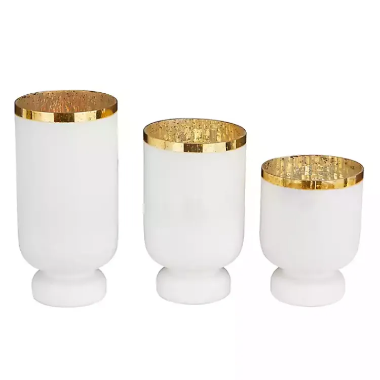 Sale White and Golden Goblet 3-pc. Candle Holder Set Candle Holders