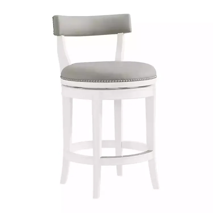 Kirklands Home Bar Stools & Counter Height Stools|White and Faux Leather Swivel Counter Stool Gray