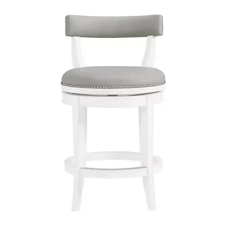 Kirklands Home Bar Stools & Counter Height Stools|White and Faux Leather Swivel Counter Stool Gray