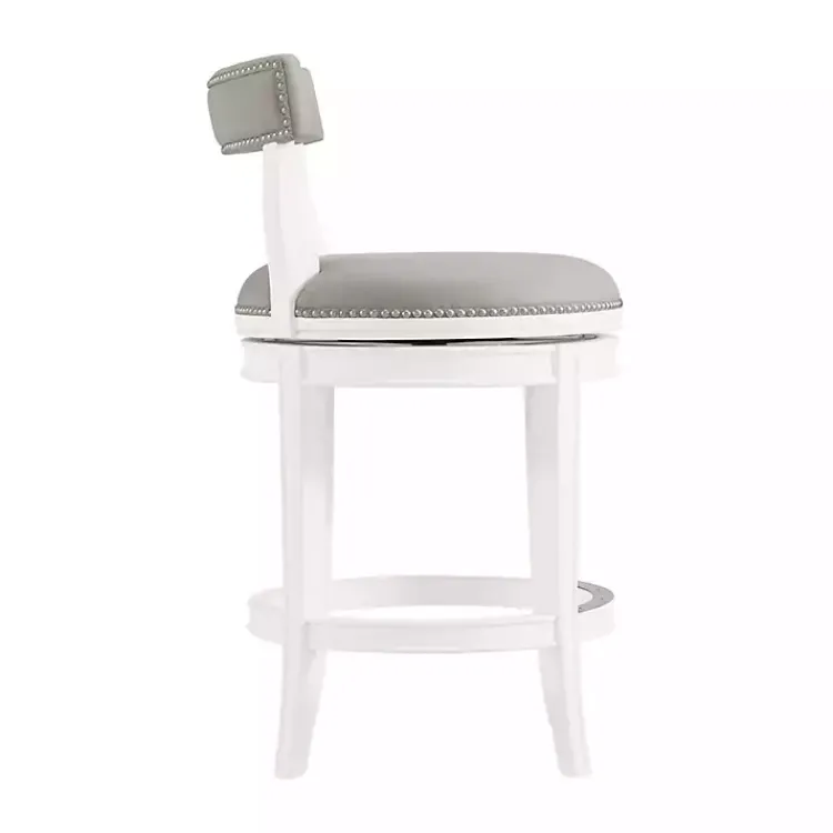 Kirklands Home Bar Stools & Counter Height Stools|White and Faux Leather Swivel Counter Stool Gray