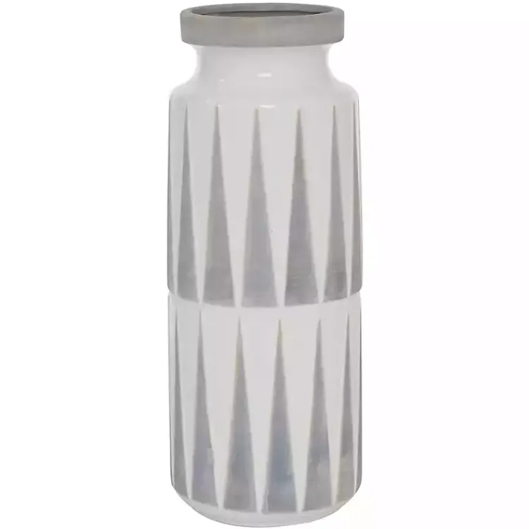 Online White and Gray Geometric Triangle Vase, 17 in. Vases