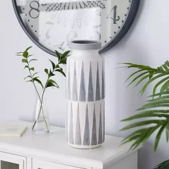 Online White and Gray Geometric Triangle Vase, 17 in. Vases