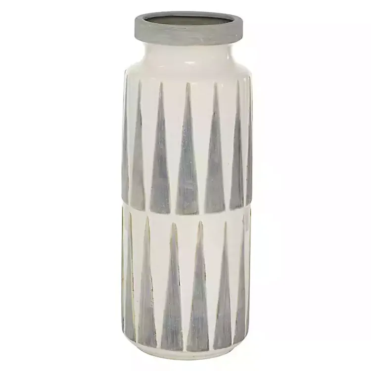 Online White and Gray Geometric Triangle Vase, 17 in. Vases