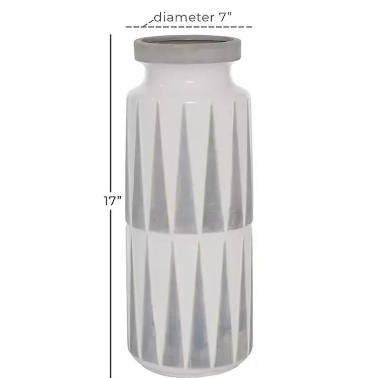 Online White and Gray Geometric Triangle Vase, 17 in. Vases