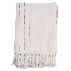 Hot and Gray Striped and Fringe Throw Blanket Blankets & Throws