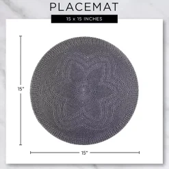 Kirklands Home Table Linens|White and Natural Fern Round Placemats, Set of 6