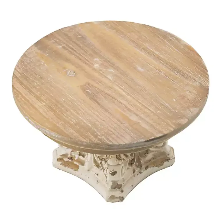 Outlet White and Natural Round Plate Stand Decorative Trays