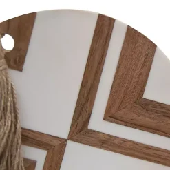 Kirklands Home Serving & Entertaining|White and Natural Wood Geometric Cutting Board