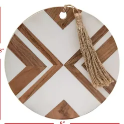 Kirklands Home Serving & Entertaining|White and Natural Wood Geometric Cutting Board