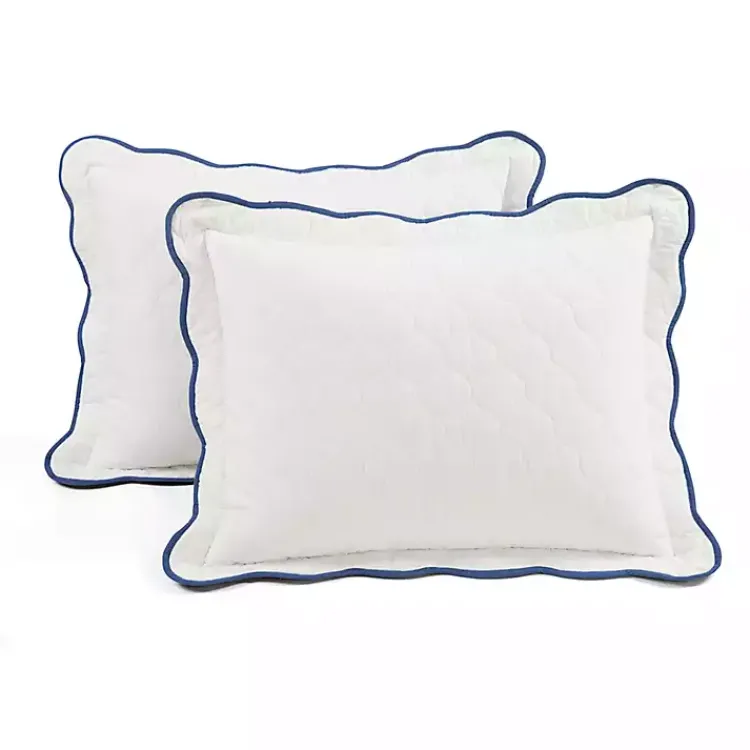 Kirklands Home Quilts|White and Navy Scallop 3-pc. King Quilt Set