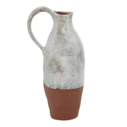 Discount White and Rust Brown Ceramic Vase, 14 in. Vases