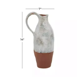 Discount White and Rust Brown Ceramic Vase, 14 in. Vases